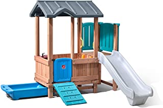 Photo 1 of Step2 Woodland Adventure Playhouse & Slide | Kids Wooden Playset with Slide, Brown  --BOX 1 OF 5 ONLY-- --MISSING BOX 2 3 4 AND 5-- BOX ICLUDES ROOF AND DOOR 