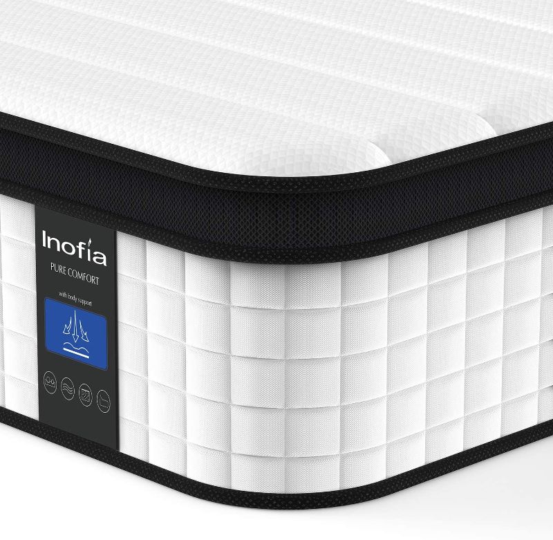 Photo 1 of 
Inofia Queen Mattress, 10 Inch Hybrid Innerspring Double Mattress in a Box, Cool Bed with Breathable Soft Knitted Fabric Cover, 101 Risk-Free Nights Trial
Size:Queen
Style:10 inch