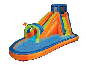Photo 1 of BANZAI Pipeline Water Park Toy, Length: 14 ft 7 in, Width: 9 ft 6 in, Height: 7 ft 11 in, Inflatable Outdoor Backyard Water Slide Splash Bounce Climbing Toy
