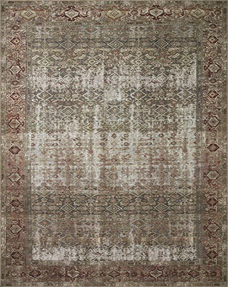 Photo 1 of Amber Lewis x Loloi Georgie Collection GER-07 Moss / Salmon 7'6" x 9'6" Area Rug
