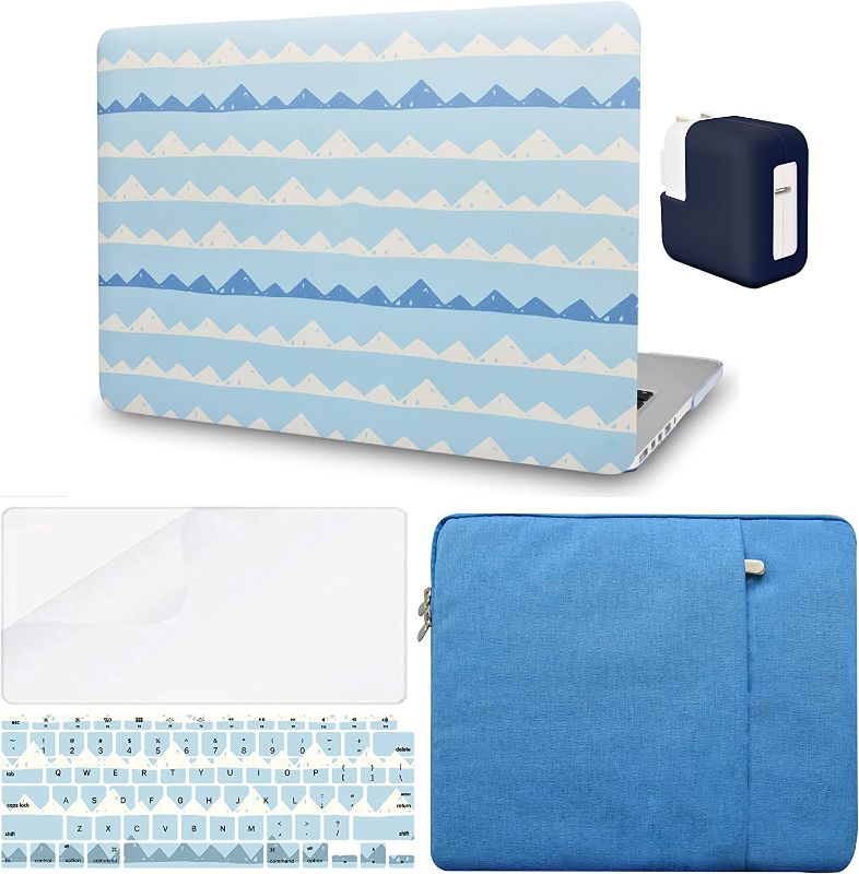Photo 1 of YEMINI Compatible with MacBook Air 13 inch Case 2022,2021,2020,2019,2018, A2337 M1 A2179 Retina Display+Touch ID Plastic Hard Shell+Sleeve+Charger Case+Keyboard Cover+SP (Serenity Blue Wavy)