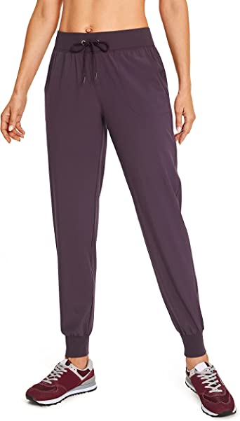 Photo 1 of CRZ YOGA Women's Lightweight Workout Joggers 27.5" - Travel Casual Outdoor Running Athletic Track Hiking Pants with Pockets, Large
