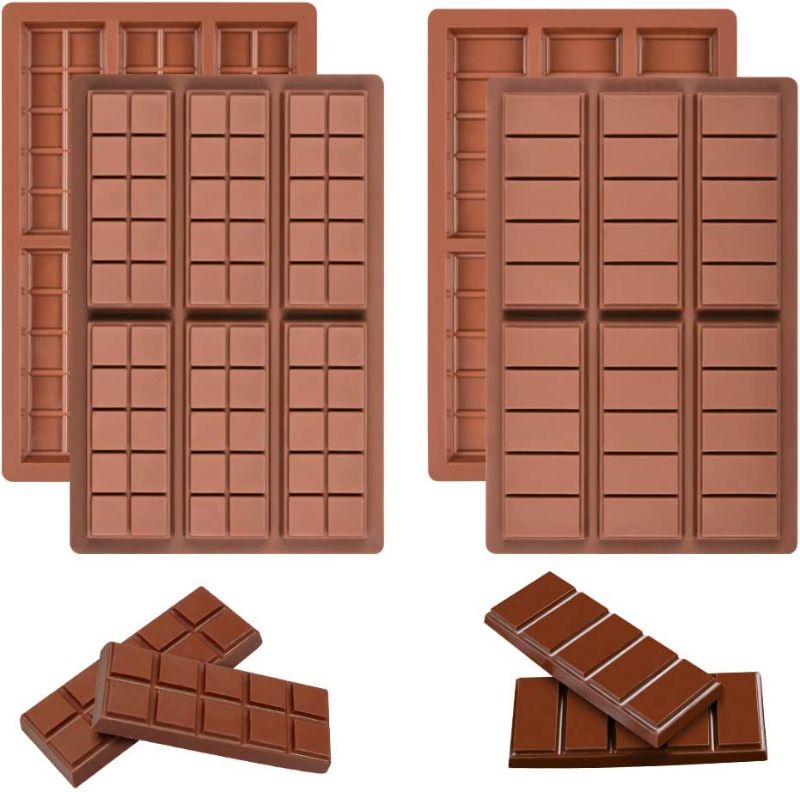 Photo 1 of 4-PACK Chocolate Bar Molds - Silicone Break Apart Protein and Engery Bar Candy Chocolate Molds
