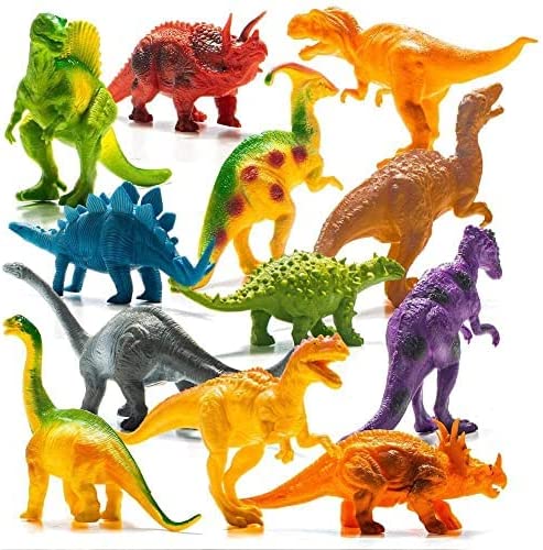 Photo 1 of 12 Pack of 7 Inch Dinosaur Toy Figures with Educational Dinosaur Book, Large Plastic Dinosaur Toys Set for Toddlers, Kids, Boys and Girls
