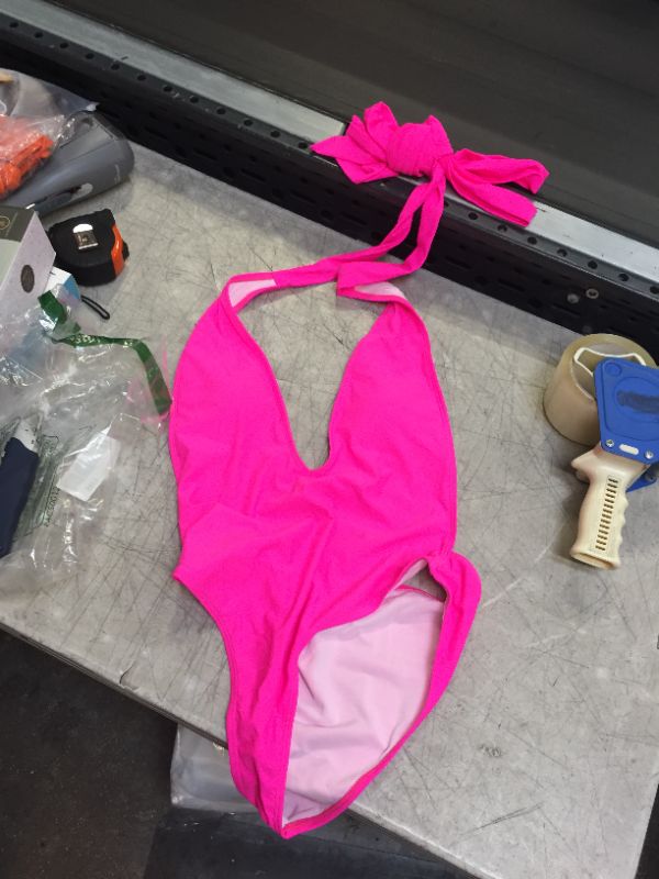 Photo 1 of Hot pink one piece swimsuit sz L 