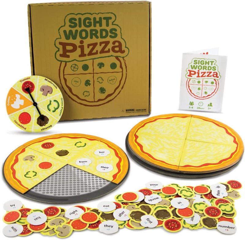 Photo 1 of Pint-Size Scholars Sight Words Pizza Board Game | 120 Vocabulary Words for Reading & Spelling Readiness (Dolch & Fry) | Educational Learning Board Games for Kids | Teaching Tool for Parents & Teachers
