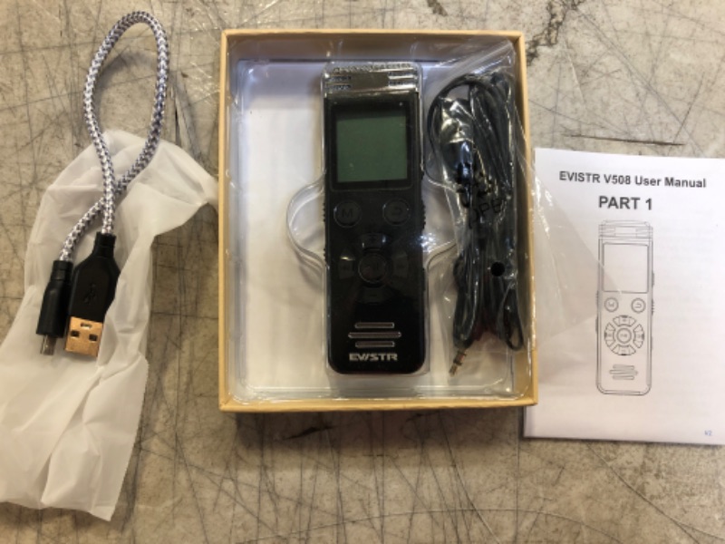 Photo 3 of EVISTR V508 32gb Digital Voice Recorder for Lectures Meetings - Portable Recording Devices with Playback, Line-in, Password, USB Rechargeable
