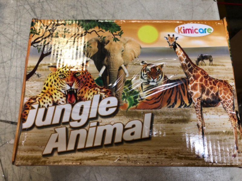 Photo 2 of Jumbo Safari Animals Figures, Realistic Large Wild Zoo Animals Figurines, Plastic Jungle Animals Toys Set with Tiger, Lion, Elephant, Giraffe Eduactional Toys Playset for Kids Toddler Party Supplies
