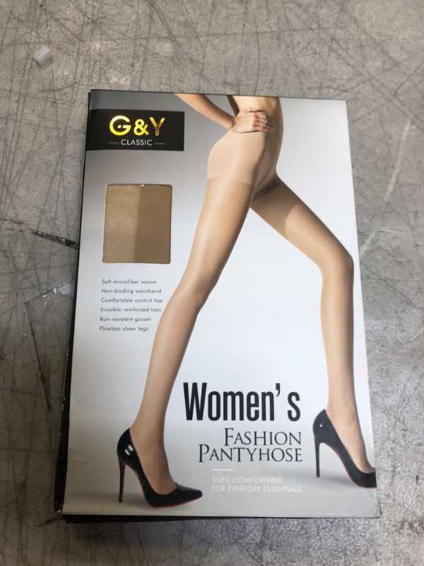Photo 2 of G&Y 3 Pairs Women's Sheer Tights - 20D Control Top Pantyhose with Reinforced Toes. SIZE XL 
