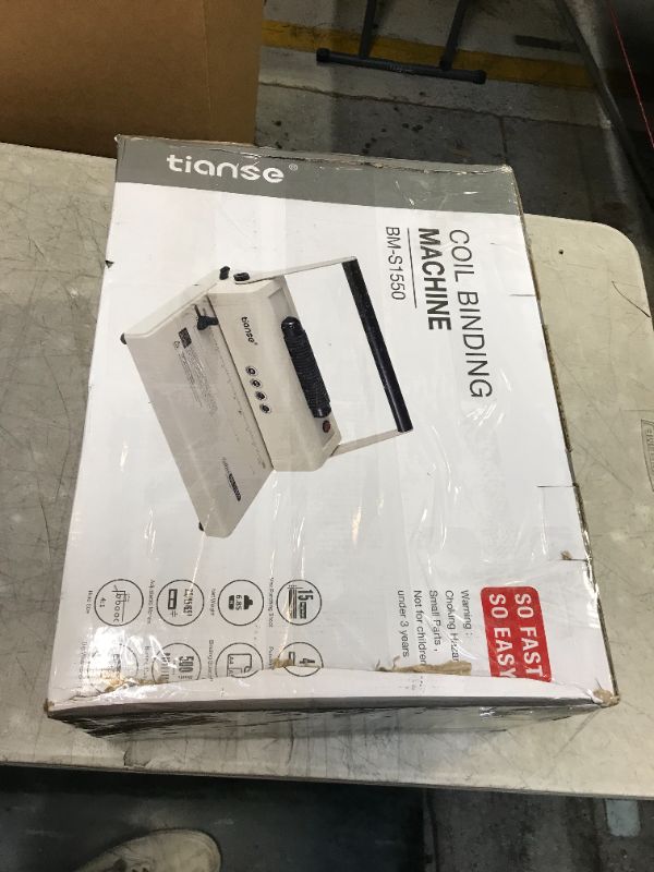 Photo 1 of TIANSE Coil Binding Machine, Electric Coil Inserter, Manual Round Hole Punch, 15 Sheets Punch Capacity, Perfect for Letter Size / A4 / A5, Comes with 100pcs 3/8'' Plastic Comb Binding Spines & Plier
