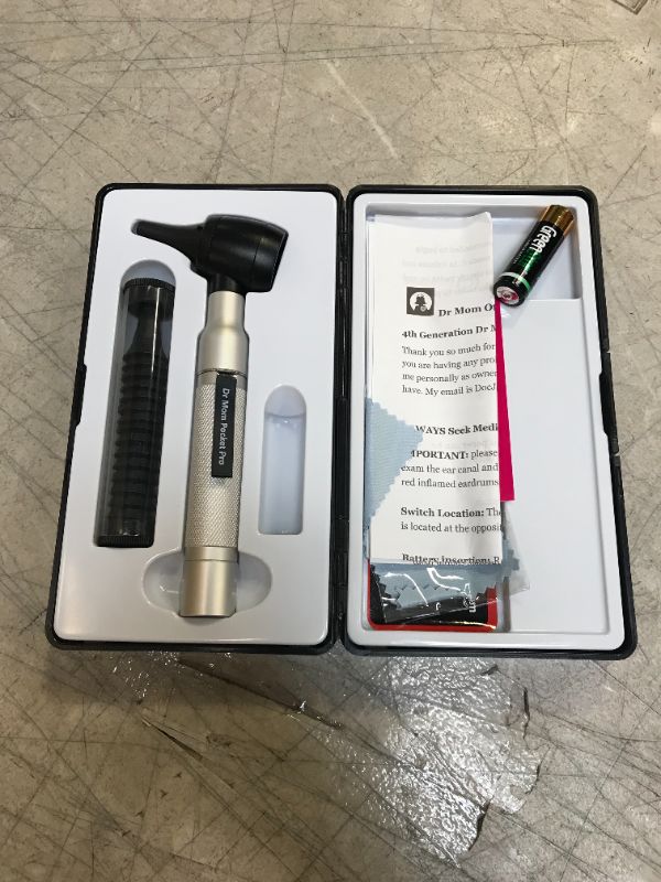 Photo 2 of 4th Generation Doctor Mom LED Pocket Pro Otoscope with both Adult and Pediatric Disposable Specula Tips, Battery, and Protective Hard Plastic Case
