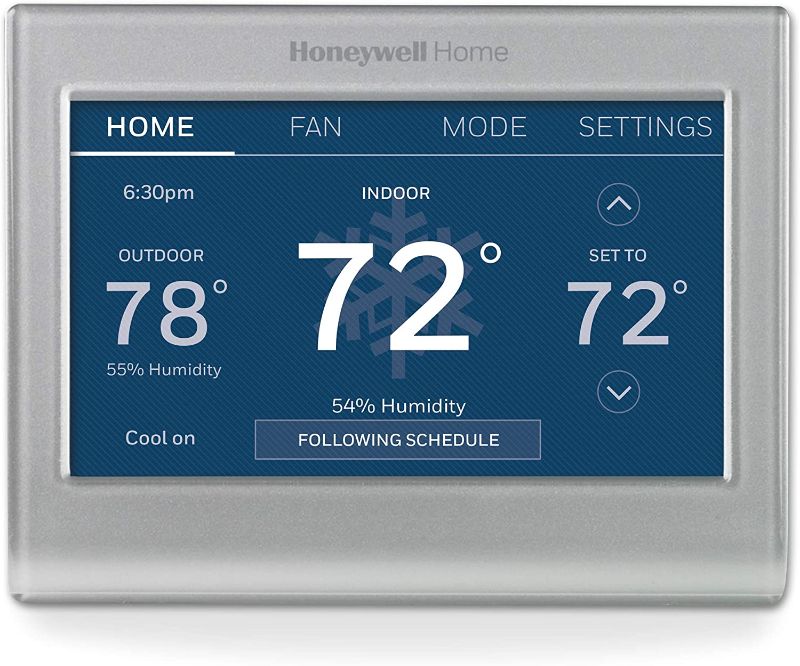 Photo 1 of Honeywell Home RTH9585WF Wi-Fi Smart Color Thermostat, 7 Day Programmable, Touch Screen, Energy Star, Alexa Ready, C-Wire Required, Not Compatible with Line Volt Heating
