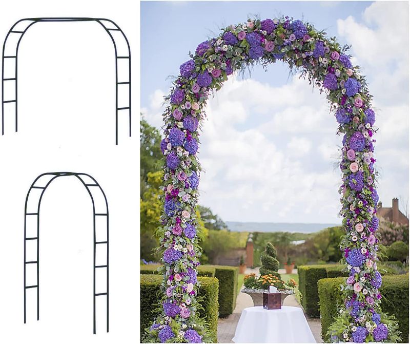 Photo 1 of Adorox 7.5Ft 1 Set White Metal Arch Wedding Garden Climbing Plants Bridal Party Decoration Arbor