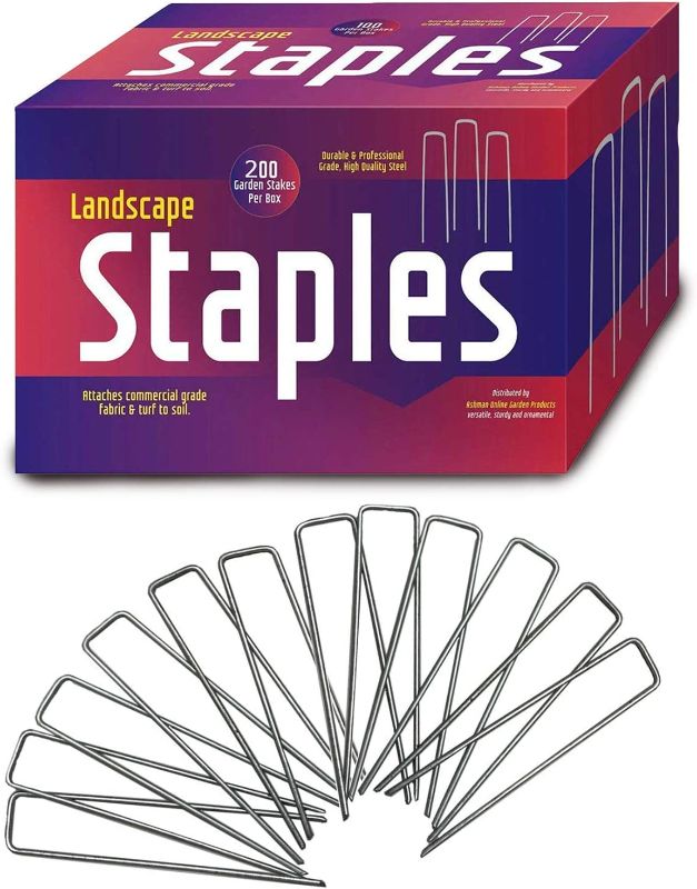 Photo 1 of Ashman Garden Landscape Staples Stakes Pins SOD Staples for Weed Barrier Fabric, Ground Cover, Garden Hose, Lawn Drippers, Drip Irrigation Tubing, 200 Count Heavy Duty & Anti Rust