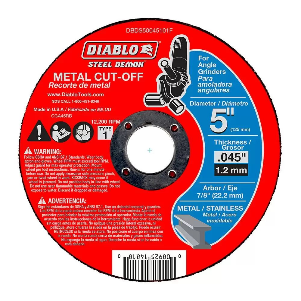 Photo 1 of 2 PACK DIABLO Steel Demon 5 in. x 0.045 in. x 7/8 in. Metal Cut Off Type 1
