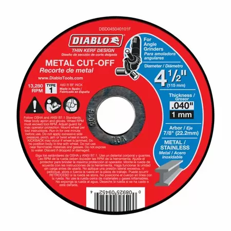 Photo 1 of 3 PACK Diablo 4-1/2 in. Aluminum Oxide Metal Cut-Off Disc Thin Kerf 7/8 in. x 0.04 in.