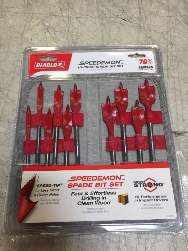 Photo 1 of DIABLO SPEEDemon High Speed Steel Spade Bit Set with Pouch (10-Piece)
