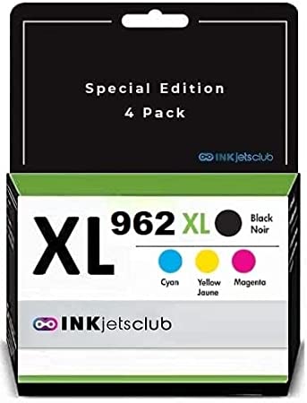 Photo 1 of INKjetsclub Remanufactured Ink Cartridge Replacement for 4 Pack HP 962XL Printer Ink. Works with OfficeJet Pro 9010 9012 9018 9015 9020 9025 9026 9027 Printers (Does not Read Ink Levels)
