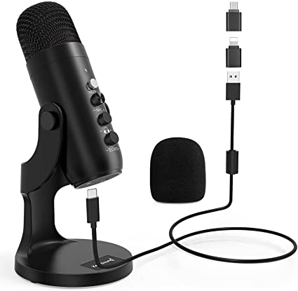 Photo 1 of ZealSound USB Microphone,Condenser Computer PC Mic,Plug&Play Gaming Microphones for PS 4&5.Headphone Output&Volume Control,Mic Gain Control,Mute Button for Vocal,YouTube Podcast on Mac&Windows(Black)
