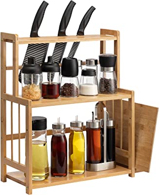 Photo 1 of 3-Tier Bamboo Spice Rack, Countertop Standing Storage Holder for Kitchen
