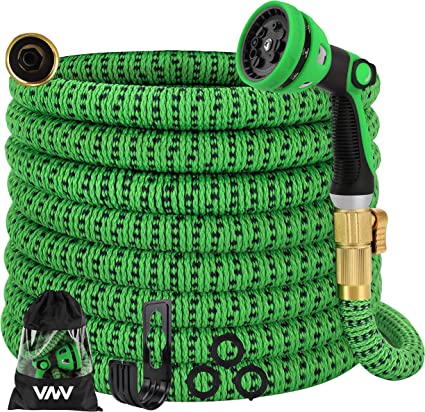 Photo 1 of Garden Hose 50ft , Expandable Water Hose with 10 Function Nozzle ,Triple Core Latex and 3/4" Solid Brass Fittings, Lightweight Retractable Collapsible Gardening Flexible Hoses Pipe
