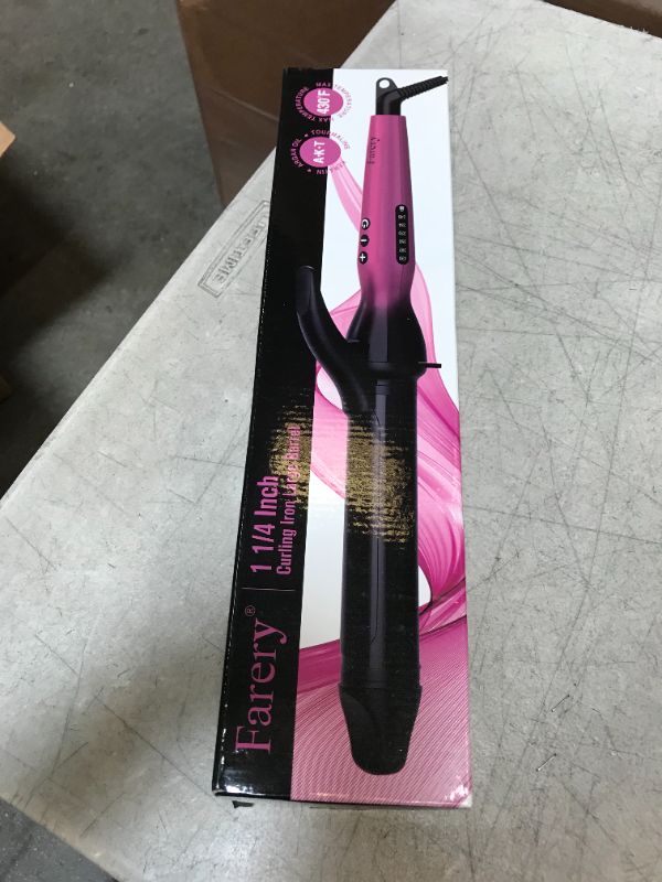 Photo 2 of FARERY 1.25 Inch Curling Iron for Long Hair, Tourmaline Ceramic Clipped Long Barrel 1-1/4 Inch Curling Wand for Long Lasting Curl, Instant Heat & Dual Voltage to Travel, Temp 248? to 430?, Pink
