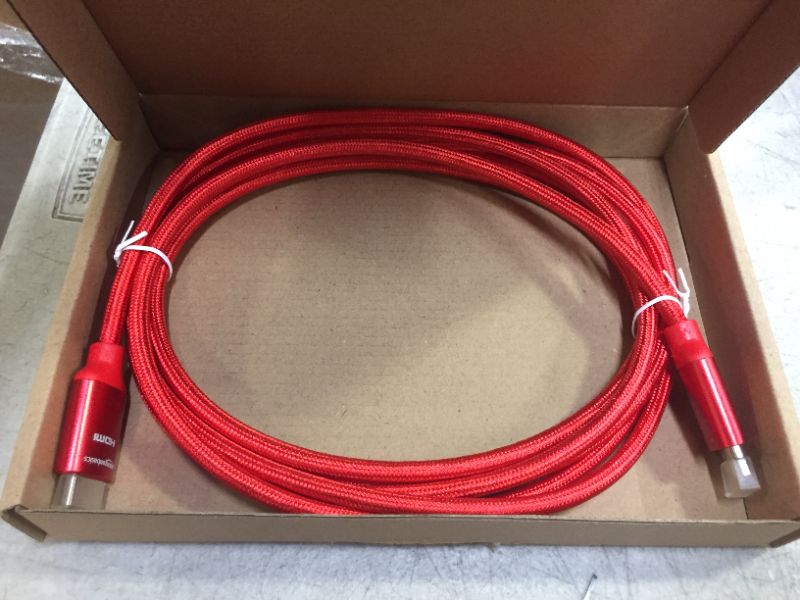 Photo 2 of Amazon Basics 10.2 Gbps High-Speed 4K HDMI Cable with Braided Cord, 10-Foot, Red