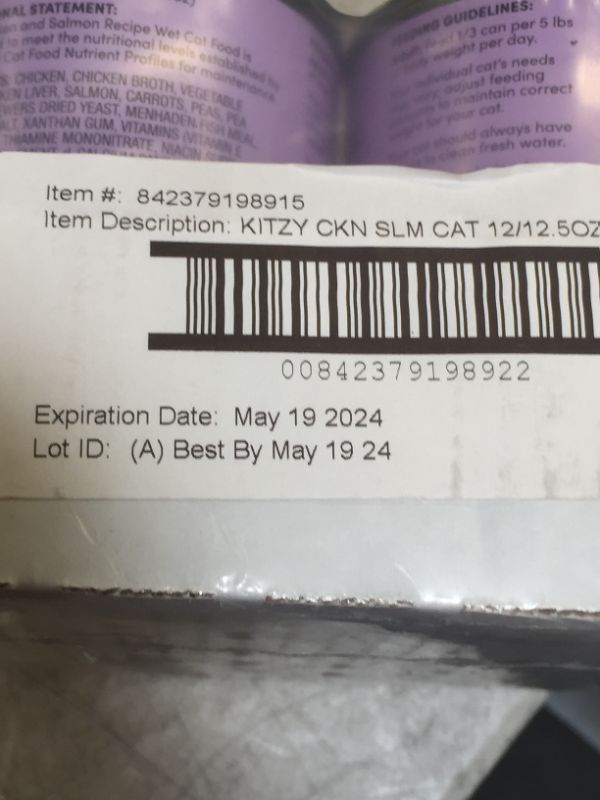 Photo 4 of  Kitzy Wet Cat Food, Paté, No Added Grain, Chicken & Salmon Recipe - EXPIRES MAY 19 2024 - 12.5 OX - PACK OF 12 -