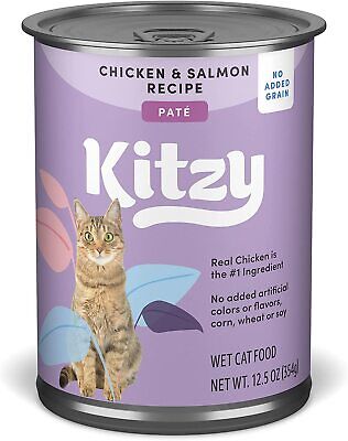 Photo 1 of  Kitzy Wet Cat Food, Paté, No Added Grain, Chicken & Salmon Recipe - EXPIRES MAY 19 2024 - 12.5 OX - PACK OF 12 -