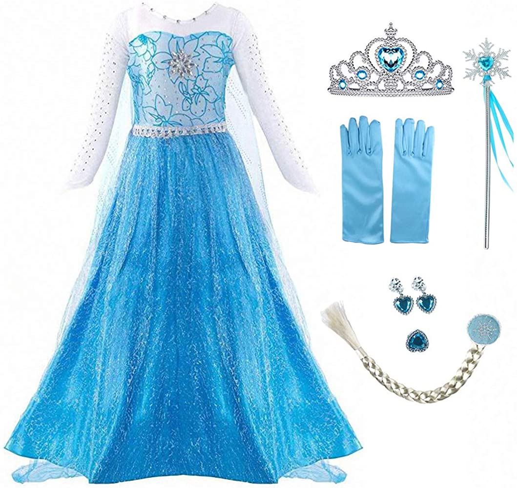 Photo 1 of iTVTi Princess Dress Queen Costume Halloween Cosplay Dress Up for Little Girls Blue - SIZE 150CM -