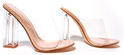 Photo 1 of Cape Robbin Fusion Clear Chunky Block High Heels for Women - SIZE 7 - 