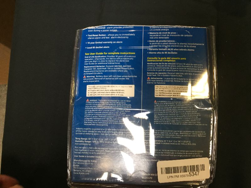 Photo 3 of Kidde Carbon Monoxide Detector, Battery Powered with LED Lights, CO Alarm