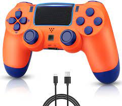 Photo 1 of  Wiv77 Wireless Controller Compatible with PS4 Controller, pa4 Controller Works with Playstation 4 Controller,Remote/Control/Joystick/Mando/Matte with Charging Cable, Sunset Orange 
