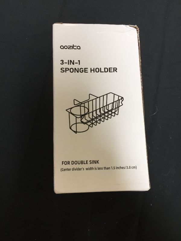 Photo 3 of 3-in-1 Sponge Holder for Kitchen Sink, Movable Sponge Holder + Brush Holder + Dish Cloth Hanger, Hanging Sink Caddy, 304 Stainless Steel in Sink Organizer Rack Basket