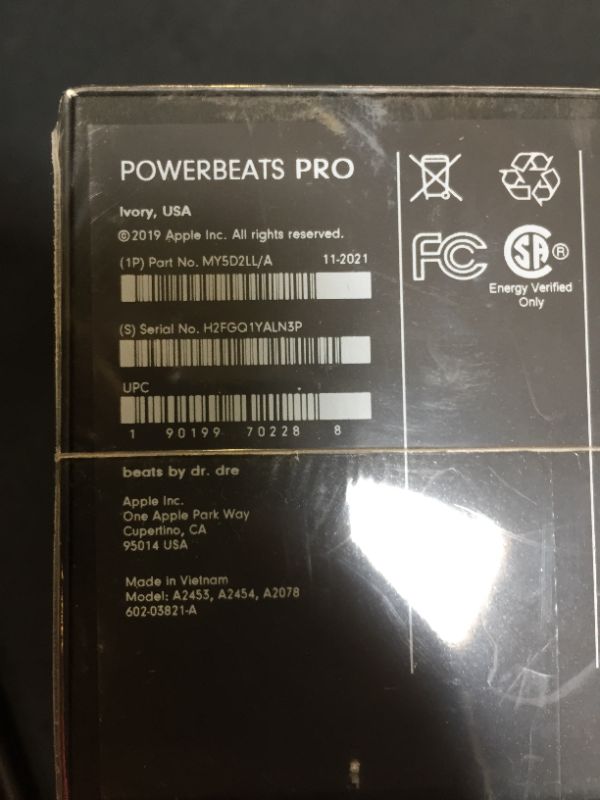 Photo 1 of FACTORY SEALED Powerbeats Pro Wireless Earbuds - Apple H1 Headphone Chip, Class 1 Bluetooth Headphones, 9 Hours of Listening Time, Sweat Resistant, Built-in Microphone - Ivory
