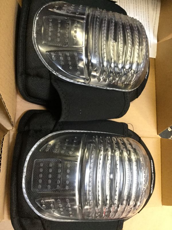 Photo 1 of AmazonCommercial Hard Cap Gel Knee Pads, 10.5 in, Clear, 1 pair
