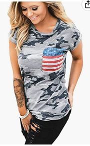 Photo 1 of DDSOL Womens Casual American Flag T Shirt 4th of July Short Sleeve Tee USA Patriotic Summer Blouse Tops SIZE MEDIUM 
