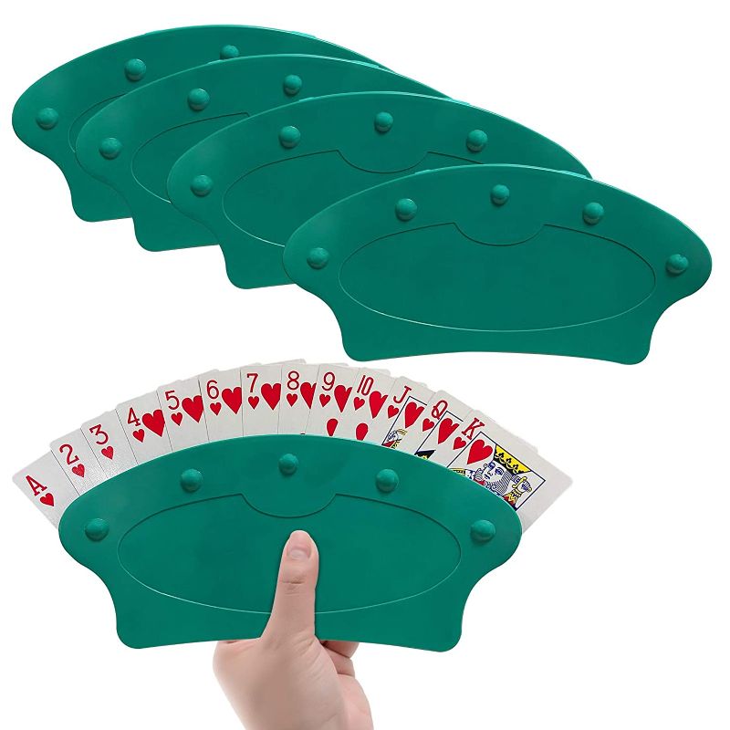 Photo 1 of 2 pack Neasyth Playing Card Holder, Fan Shape Free Standing Tray -Set of Two Poker Holders Plastic Hands-Free for Game Night Plastic Playing Cards,for Jumbo Bridge Euchre Cards Games
