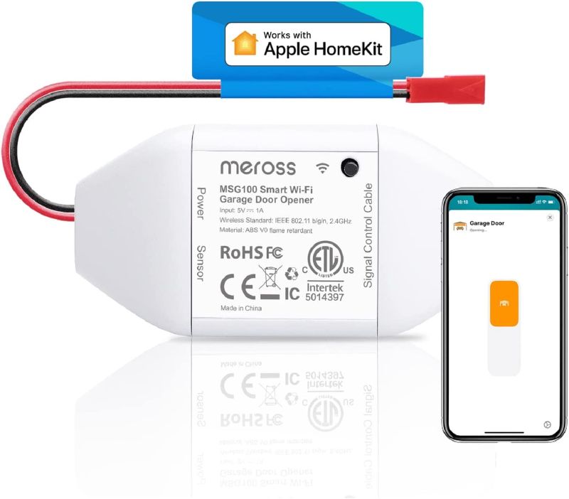 Photo 1 of Meross Smart Garage Door Opener Remote, Compatible with Apple HomeKit, Amazon Alexa, Google Assistant, SmartThings, Multiple Notification Modes, No Hub Needed
