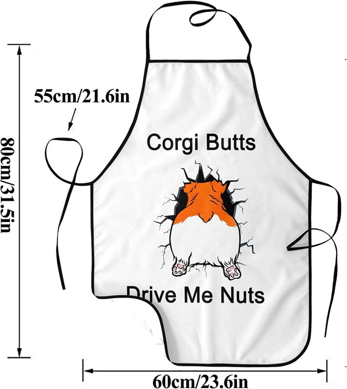 Photo 1 of 2 Pieces Funny Corgi Butts Drive Me Nuts Kitchen Bibs Cooking Aprons BBQ Drawing Women Men Chef Gifts for Christmas Thanksgiving Birthday Party (Corgi Butt)
