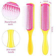 Photo 1 of  3 Pack Hair Brush 9 Rows of Nylon Bristle Brushes with Anti-Static Rubber Pad for Detangling, Parting, Drying, Styling, Defining Curls (Purple)
