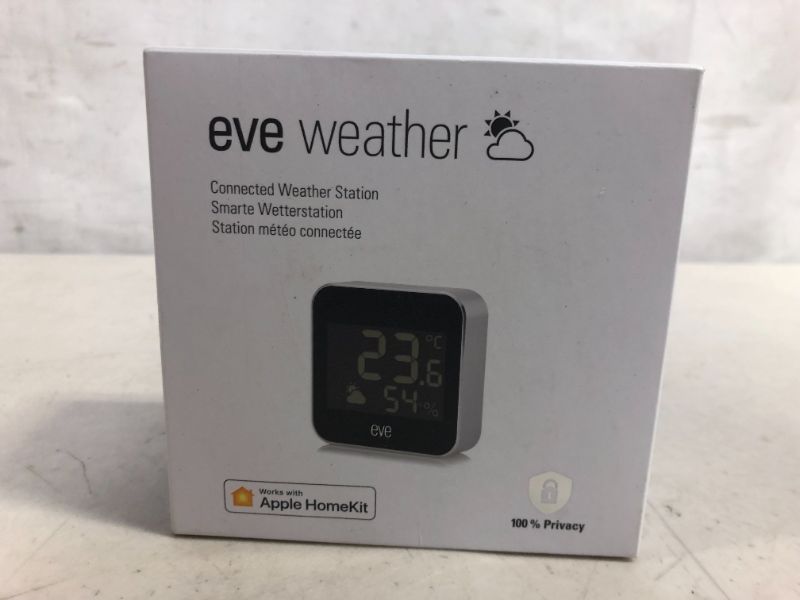 Photo 3 of Eve Weather - Connected Weather Station wit Apple HomeKit technology for tracking temperature, humidity & barometric pressure, weather trend, IPX4 water resistance, display, Bluetooth, Thread
