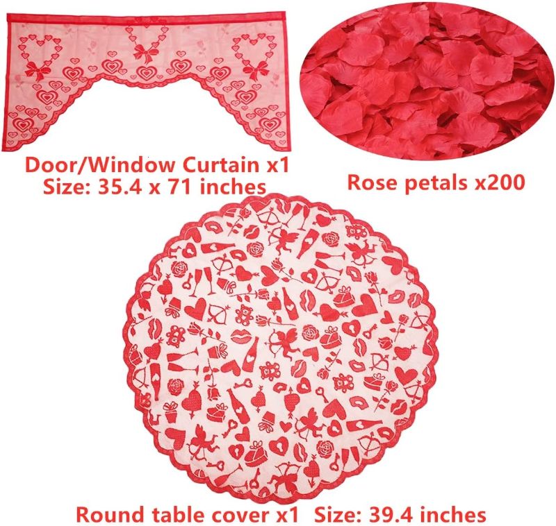 Photo 1 of Anditoy Mothers Day Decorations Set with 1 Tablecloth Runner, 4 Placemats, 1 Round Table Cover, 1 Door Window Curtain, 200 PCS Rose Petals for Mothers Day Decorations Home Party Supplies
