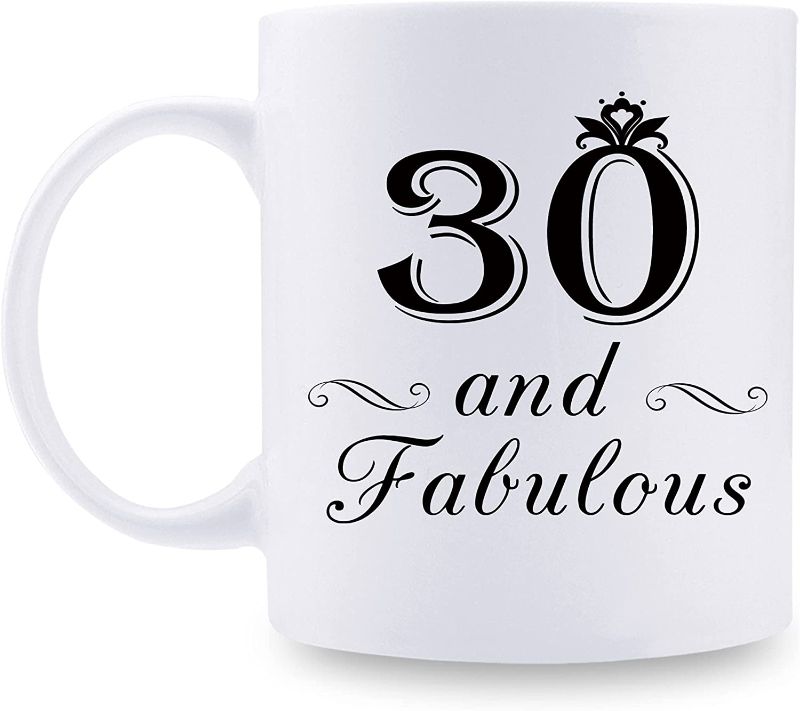 Photo 1 of 30th Birthday Gifts for Women - 30 and Fabulous Mug - 30 Year Old Present Ideas for Wife, Daughter, Sisters, Her, Friends, Cousin - 11 oz Coffee Mug
