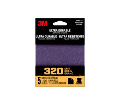 Photo 1 of 3M 27365 Sandpaper Sheet, 3 In W, 3 In L, 320 Grit, Medium, Aluminum Oxide/Ceramic Abrasive, Cloth Backing
