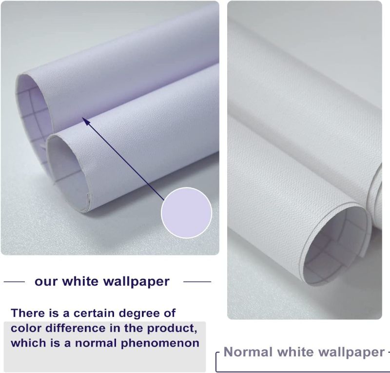 Photo 2 of 15.7"x118"White Wallpaper White Peel and Stick Wallpaper Solid White Self Adhesive Wallpaper Matte White Contact Paper Removable Vinyl Roll for Room Decoration Old Furniture Renovation Waterproof Film
