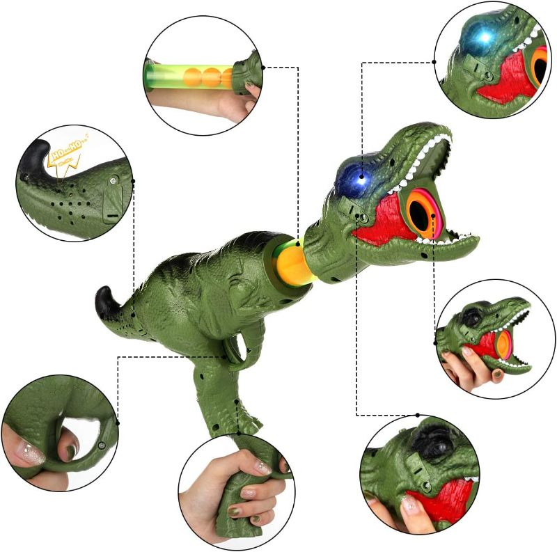 Photo 1 of Air Powered Shooter Power Popper Gun with Lighting and Roaring Fire Blaster for Kids Role Playing Great Toy Indoor or Outdoor Play 4+ Boys Girls (Dinosaur)
