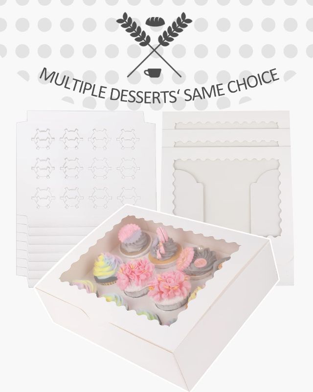 Photo 1 of 12 Cupcake Boxes with Window 16 Packs White Cupcake Box 13"x10"x3.5" Bakery Boxes For Cupcakes 12 Cupcake Carrier, Cupcake Containers
