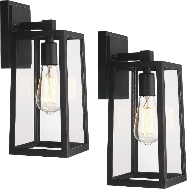 Photo 1 of 
Emliviar 2 Pack Outdoor Wall Light Fixtures, Outside Wall Lights for House, Black Finish with Clear Glass, WE212B-2PK BK
(DOESN'T INCLUDE LIGHTBULB'S)