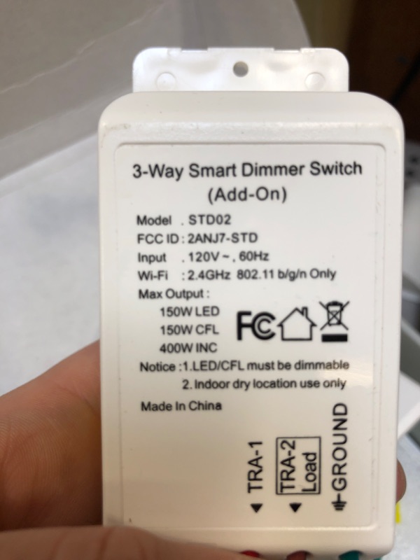 Photo 2 of 3 Way Smart Dimmer Switch STD02 Master & Add On Works w Alexa Google Home Voice
(UNABLE TO TEST IN FACILITIES)